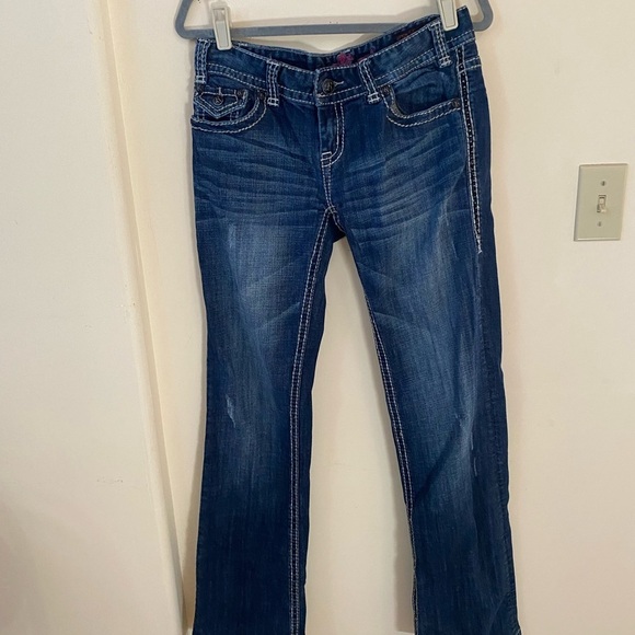 ROCK AND ROLL COWGIRL WOMENS STUDDED LOW RISE JEANS SIZE 30 X 34 - Picture 5 of 9